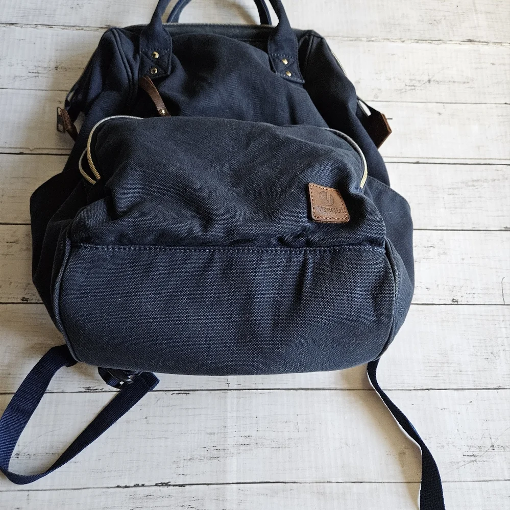Veegul‎ Multipurpose Single Pocket Canvas And Leather Blue Backpack